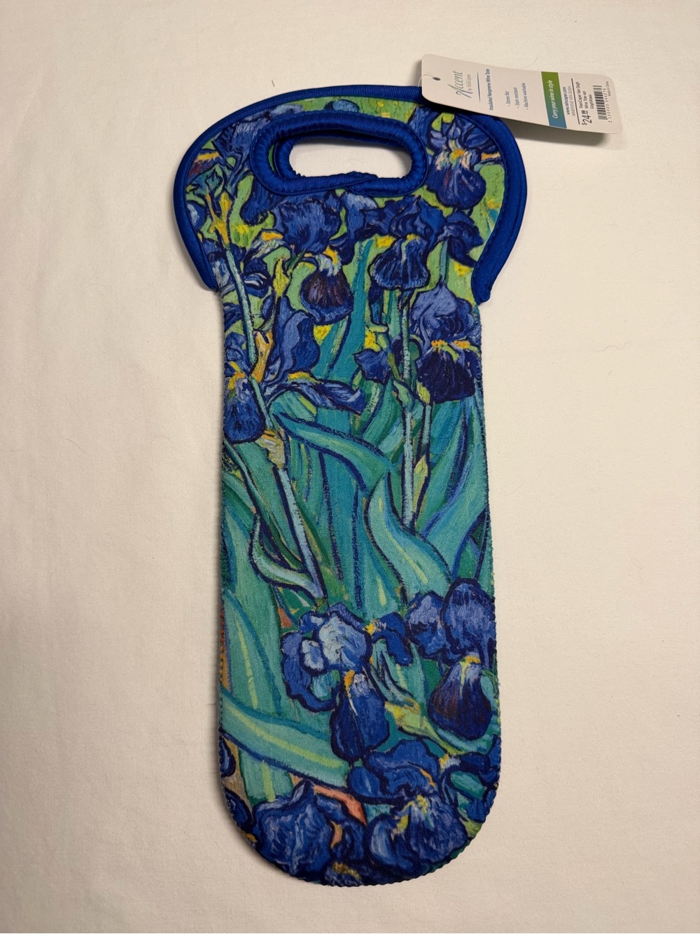 Van Gogh Irises Neoprene Insulated Washable Wine Bottle Tote NWT
